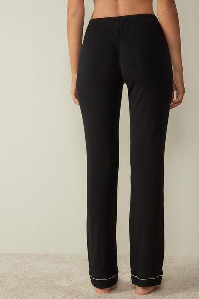 Black Long Micro modal Trousers, , large image number 3