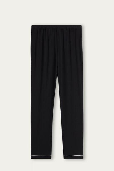 Black Long Micro Modal Trousers, Black, large image number 14