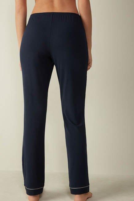 Blue Long Micro modal Trousers, , large image number 0