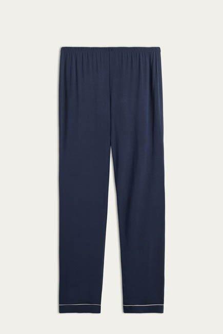 Blue Long Micro modal Trousers, , large image number 4