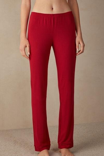 Red Long Micromodal Trousers, , large image number 0