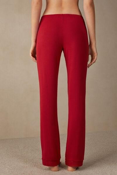 Red Long Micromodal Trousers, , large image number 3