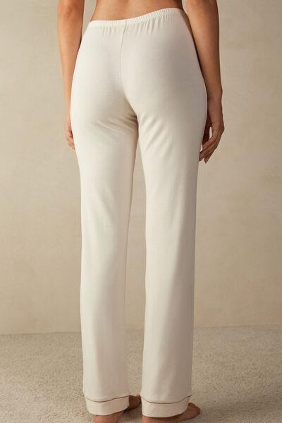 White Long Micromodal Trousers, , large image number 3