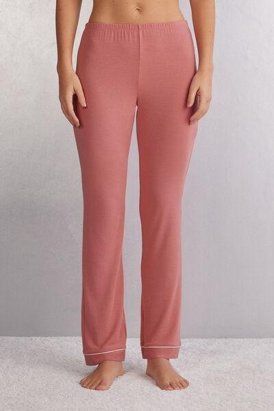 Pink Long Micro Modal Trousers, , large image number 0