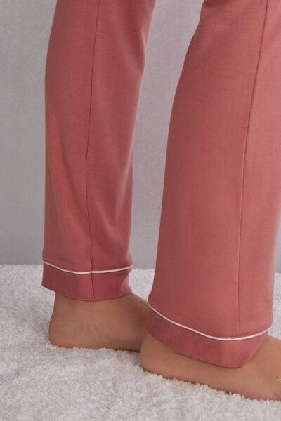 Pink Long Micro Modal Trousers, 5601_849J, large image number 5