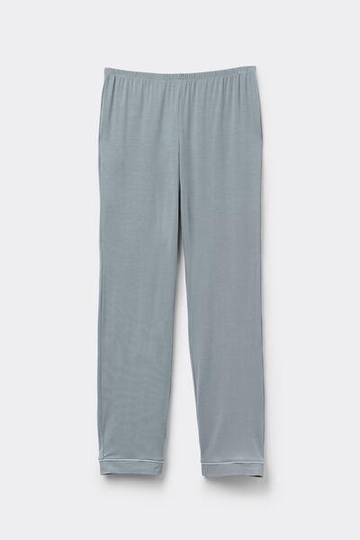 Blue Long Micro Modal Trousers, , large image number 1
