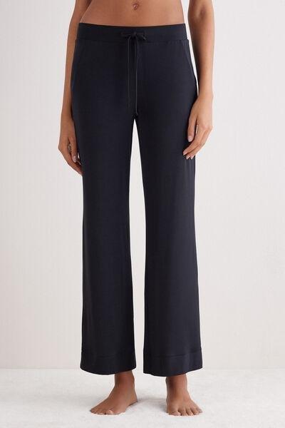 Black Modal Palazzo Trousers, , large image number 0
