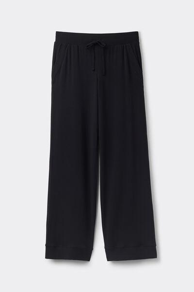 Black Modal Palazzo Trousers, , large image number 1
