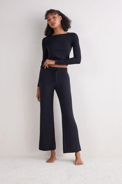 Black Modal Palazzo Trousers, , large image number 2