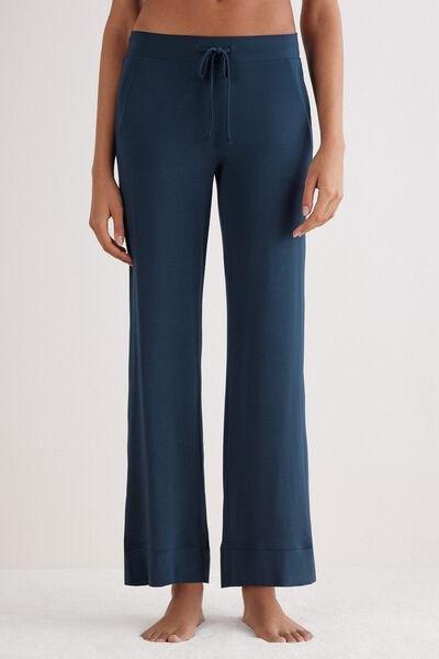 Navy Palazzo Trousers, , large image number 0