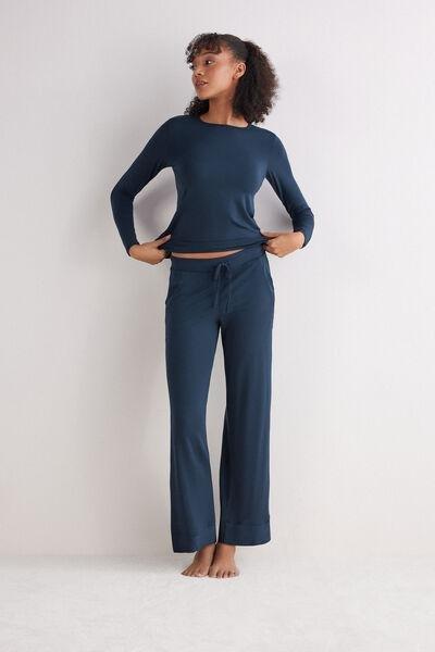 Navy Palazzo Trousers, , large image number 2