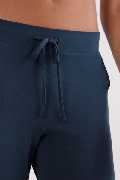 Navy Palazzo Wide Leg Modal Pants, Intense Blue, large image number 5