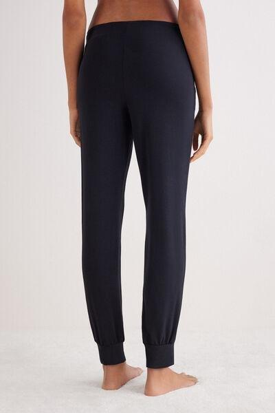 Black Cuffed Modal Trousers, , large image number 3