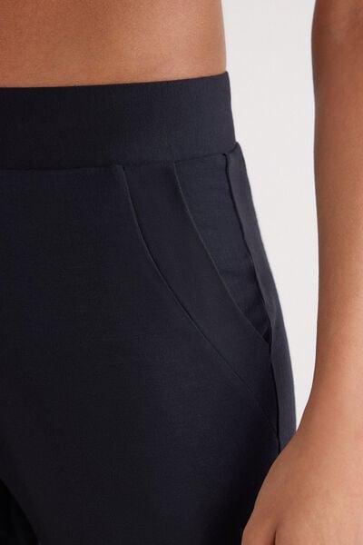 Black Cuffed Modal Trousers, Black, large image number 10