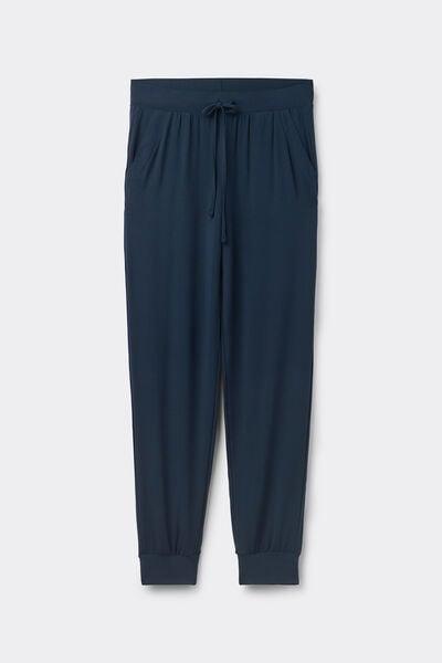 Navy Cuffed Modal Trousers, Intense Blue, large image number 3