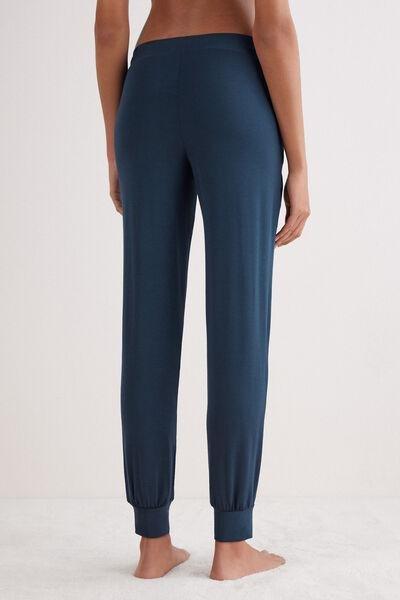 Navy Cuffed Modal Trousers, , large image number 3