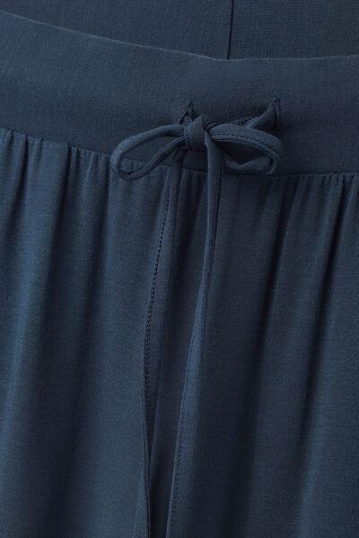 Navy Cuffed Modal Trousers, , large image number 4