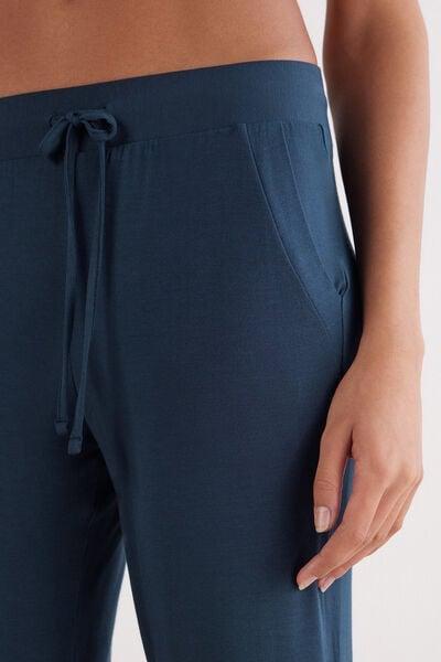 Navy Cuffed Modal Trousers, Intense Blue, large image number 5