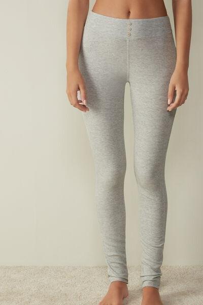 Silver Ribbed Modal Blend Leggings, , large image number 0