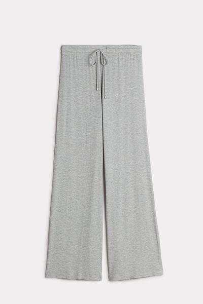 Silver Ribbed Modal Wide-Leg Trousers, , large image number 2