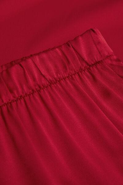 Red Elastic Waist Silk Pyjama Bottoms, Red, large image number 7