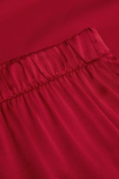 Red Elastic Waist Silk Pyjama Bottoms, Red, large image number 8