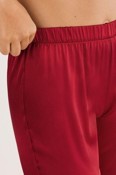 Red Elastic Waist Silk Pyjama Bottoms, Red, large image number 9