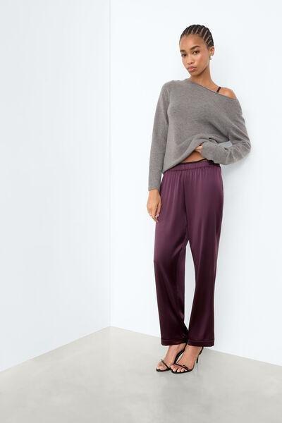 Purple Stretchy Silk Pants, 5601_198K, medium