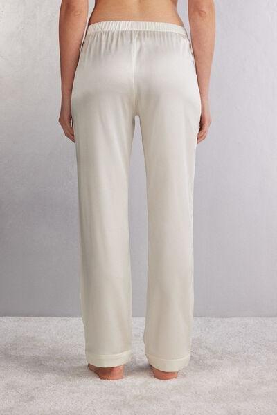 White Long Silk Pants, , large image number 3