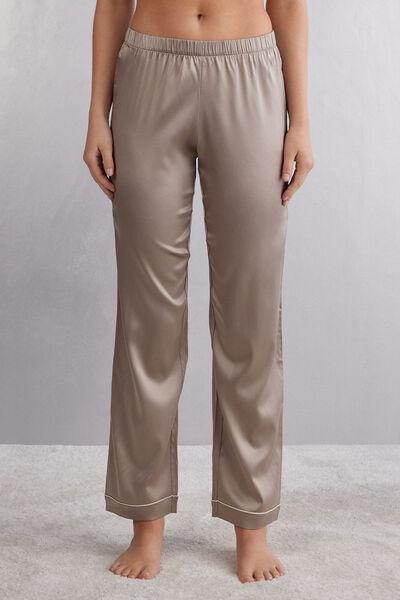 Beige Trimmed Silk Shorts, , large image number 0