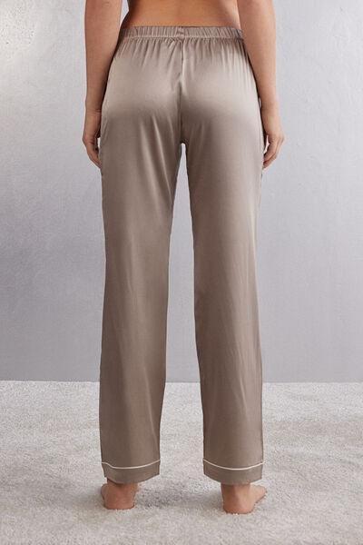 Beige Trimmed Silk Shorts, , large image number 3