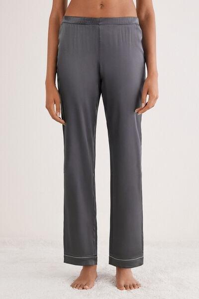 Grey Stretchy Silk Trousers, , medium