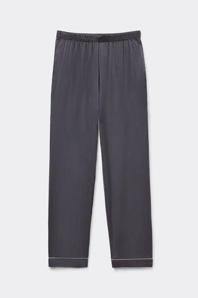 Grey Stretchy Silk Trousers, , large image number 2