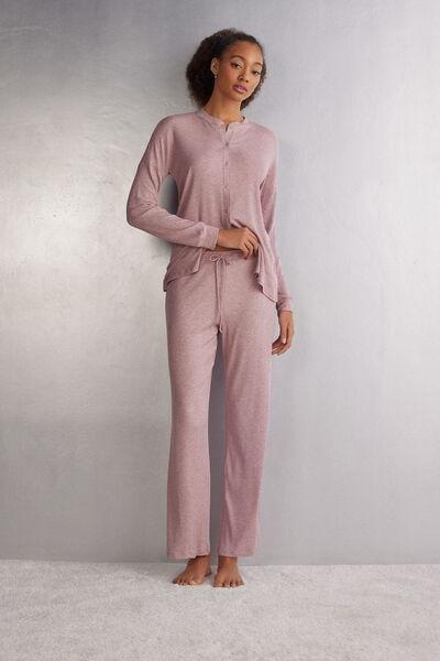 Pink Modal Palazzo Trousers, , large image number 1