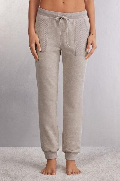 Beige Soft Chevron Cuffs Pants, , medium