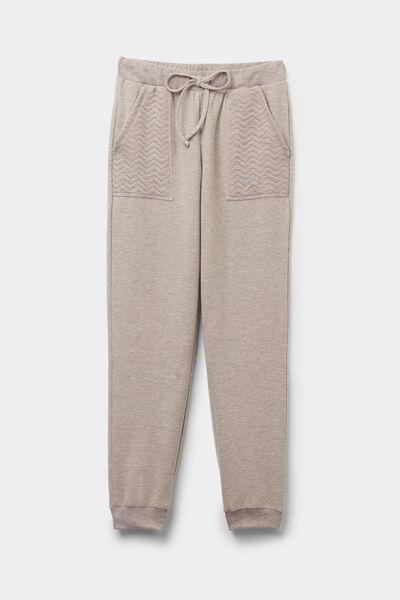 Beige Soft Chevron Cuffs Pants, , large image number 2