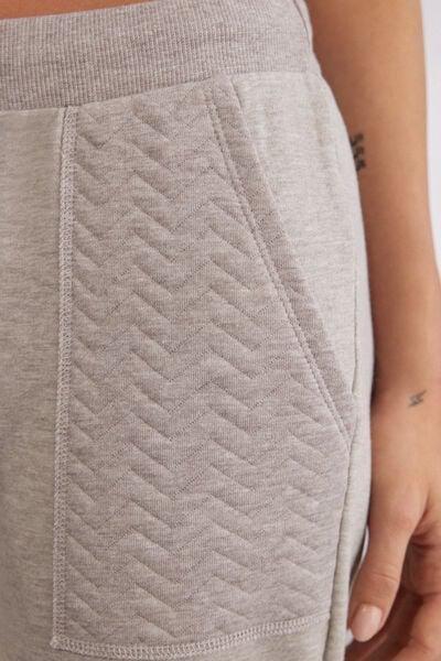 Beige Soft Chevron Cuffs Pants, 5601_775J, large image number 5