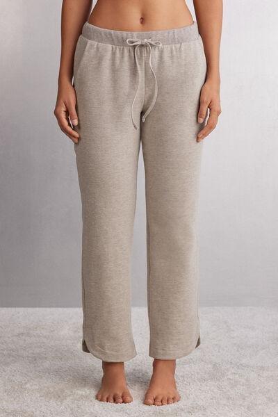 Beige Soft Chevron Straight-Cut Trousers, , medium
