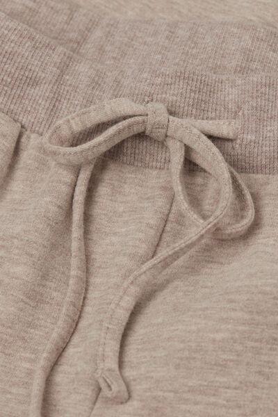 Beige Soft Chevron Straight-Cut Trousers, , large image number 4
