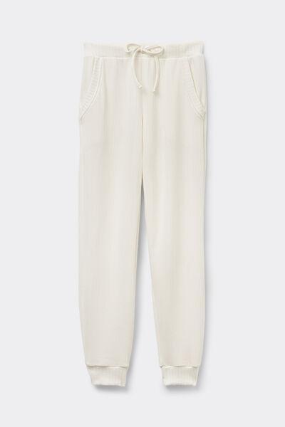 White Royal Elegance Ribbed Trousers, 5601_730I, medium
