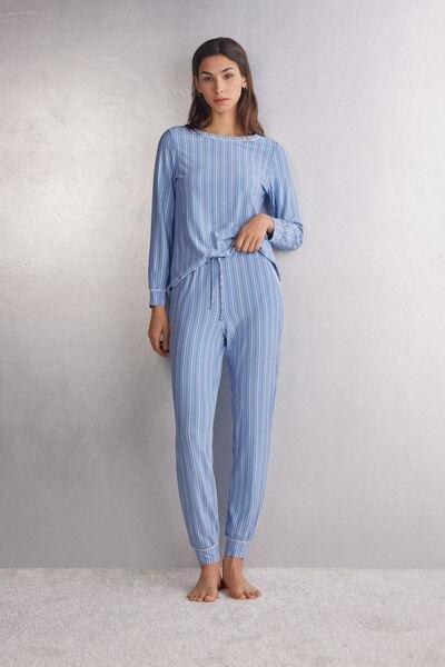 Blue Oxford Stripes Trousers, 5601_856J, large image number 1