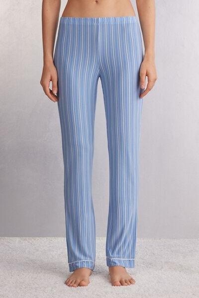 Blue Oxford Stripes Straight Pants, , large image number 0
