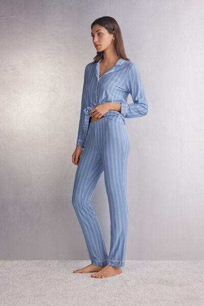 Blue Oxford Stripes Straight Pants, , large image number 2