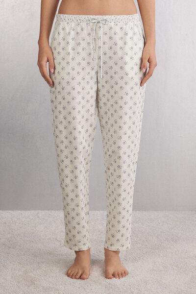 White Printed Pyjama Bottoms, 5601_857J, large image number 0