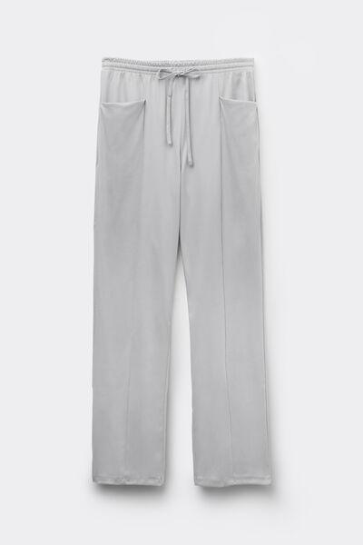 Grey Full-Length Elevated Cotton Pyjama Bottoms, 5601_946J, large image number 2