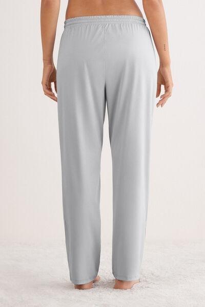 Grey Full-Length Elevated Cotton Pyjama Bottoms, , large image number 3