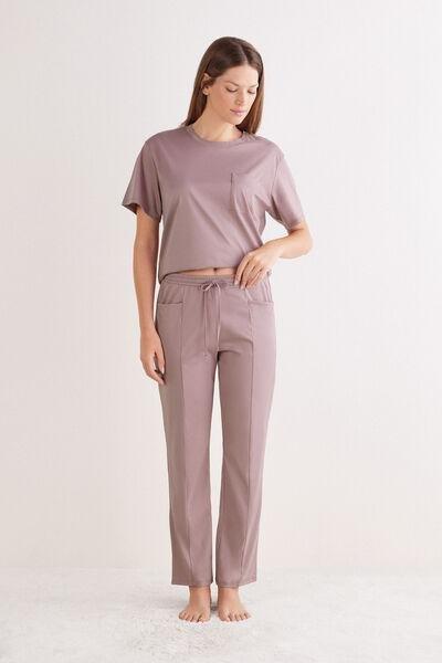 Violet Full-Length Elevated Cotton Pyjama Bottoms, , large image number 2