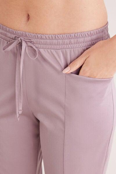 Violet Full-Length Elevated Cotton Pyjama Bottoms, 5601_947J, large image number 5
