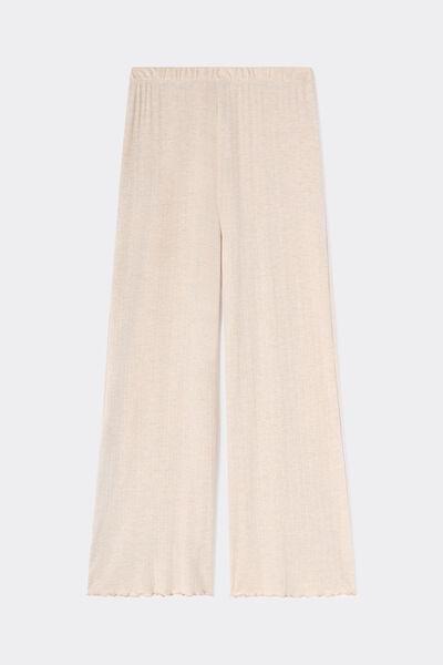 BEIGE MELANGE Luxury Softness Modal with Cashmere Palazzo Pants, 5601_296K, large image number 3