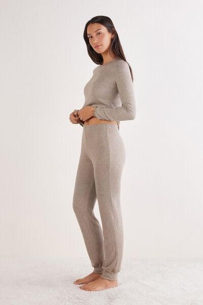 Pink Luxury Softness Ribbed Modal Pyjama Bottoms, 5601_039K, large image number 1